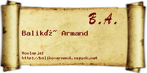 Balikó Armand névjegykártya